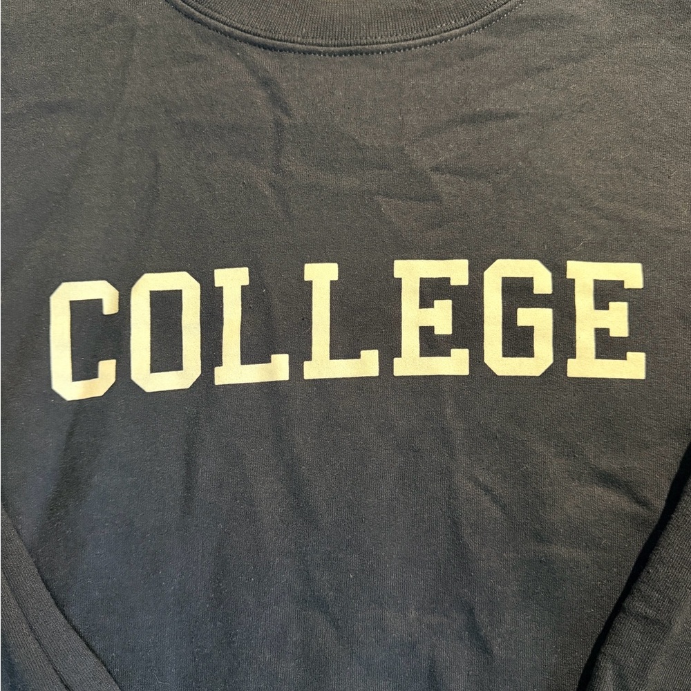 Gildan Navy Crewneck Sweater with College Print - Picture 3 of 4